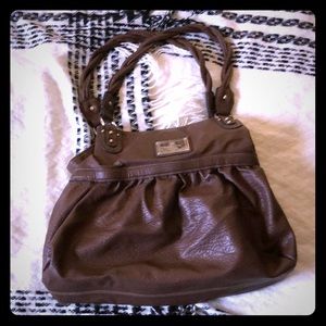 Brown leather handbag